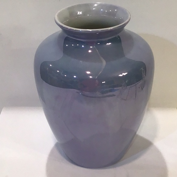 Fraunfelter porcelain blue luster vase EUC - Picture 2 of 4